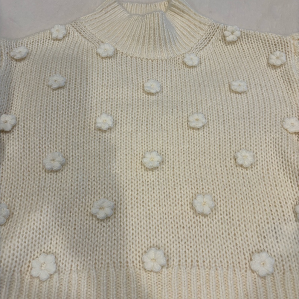 FARM Rio Cream Cowl Neck Sweater with Knitted Texture